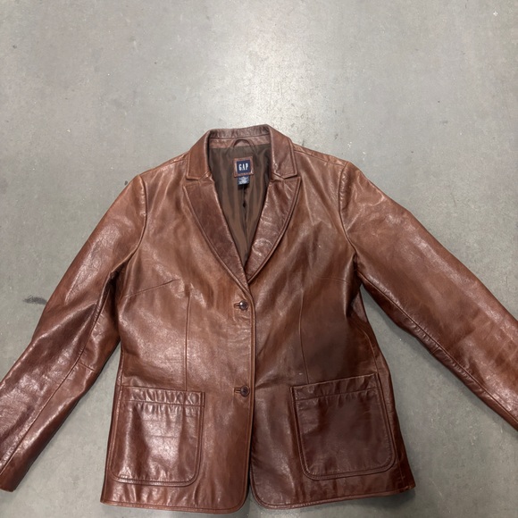 GAP Leather Jacket - Women's L Great Used Condition - Picture 1 of 6